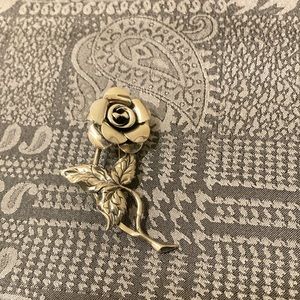Vintage BEAU sterling silver rose brooch